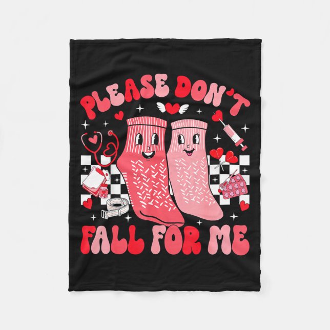 Nurse Valentines Day Non Slip Socks Please Don't F Fleecedecke (Vorderseite)
