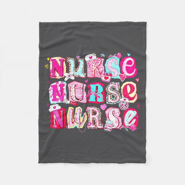 Nurse Valentines Stethoscope Valentine Nursing Gir Fleecedecke (Vorderseite)