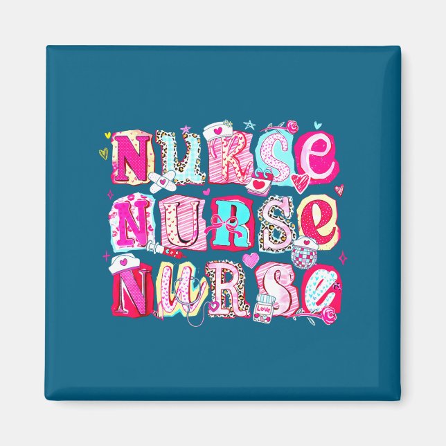 Nurse Valentines Stethoscope Valentine Nursing Gir Magnet (Vorne)