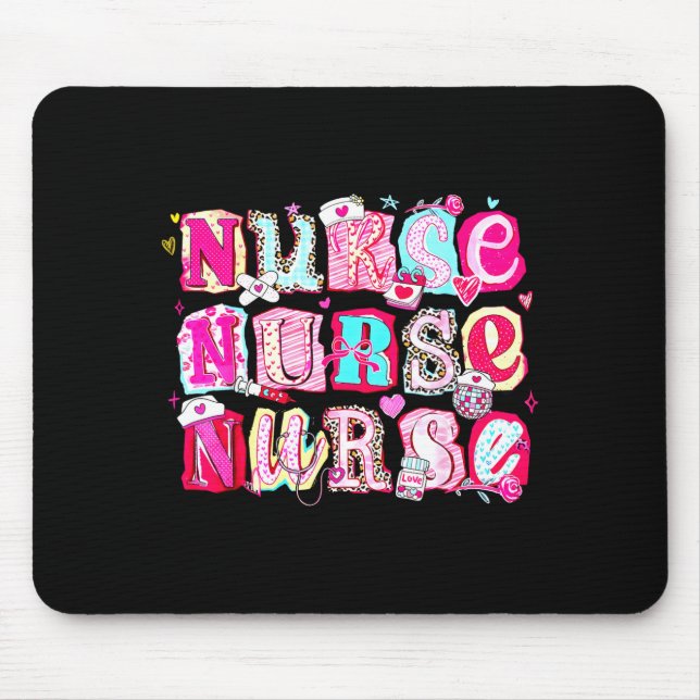 Nurse Valentines Stethoscope Valentine Nursing Gir Mousepad (Vorne)