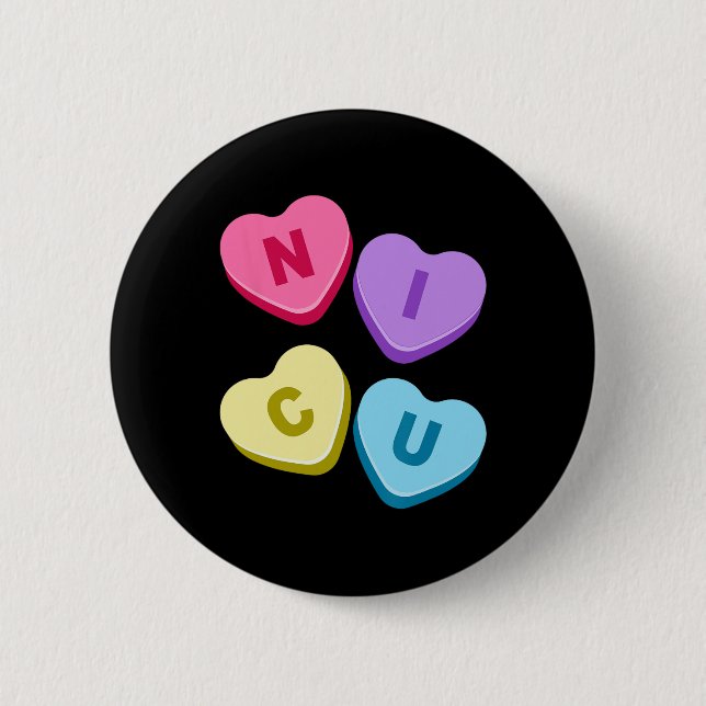 Nurse Valentinstag - Candy Valentine Hearts Nicu Button (Vorderseite)