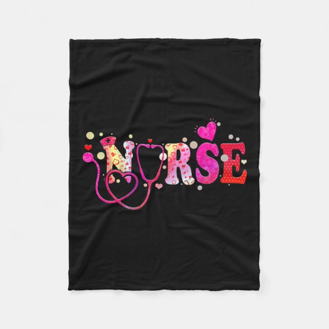 Nurse Valentinstag Valentine Scrub Top Women Scann Fleecedecke (Vorderseite)
