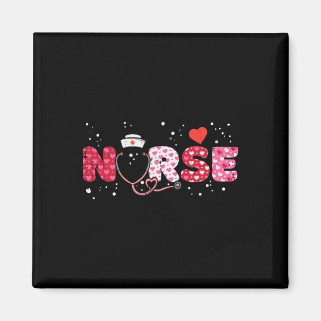 Nurse Valentinstag Valentine Scrub Top Women Scann Magnet (Vorne)