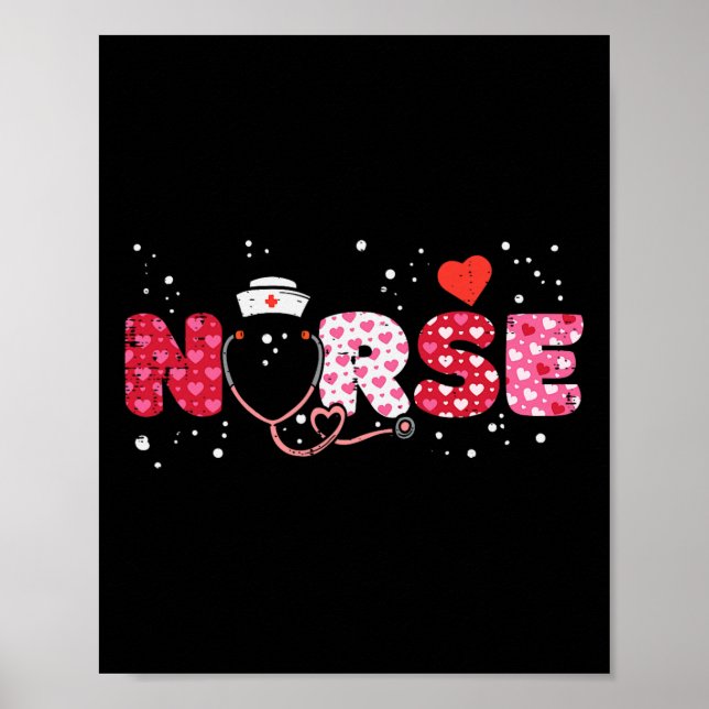 Nurse Valentinstag Valentine Scrub Top Women Scann Poster (Vorne)