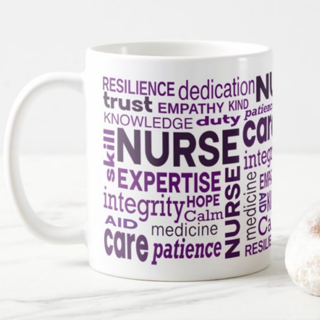 Nurse Values Purple Typography Appreciation Kaffeetasse (Von Creator hochgeladen)