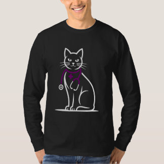 Nurse & Vet Tech Cat with Stethoscope T-Shirt