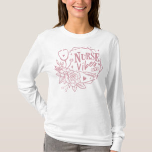 Nurse Vibes Floral Stethoscope Pink T-Shirt
