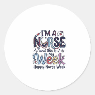 Nurse Week Vintage-Typografie-Shirt-Design_1 Runder Aufkleber