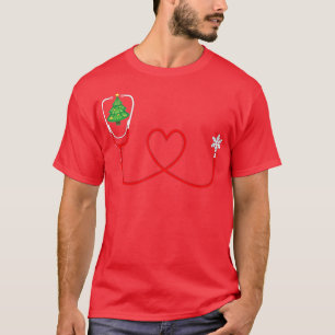 Nurse Weihnachtsbaum-Schneeflocke Stethoskop Cool T-Shirt