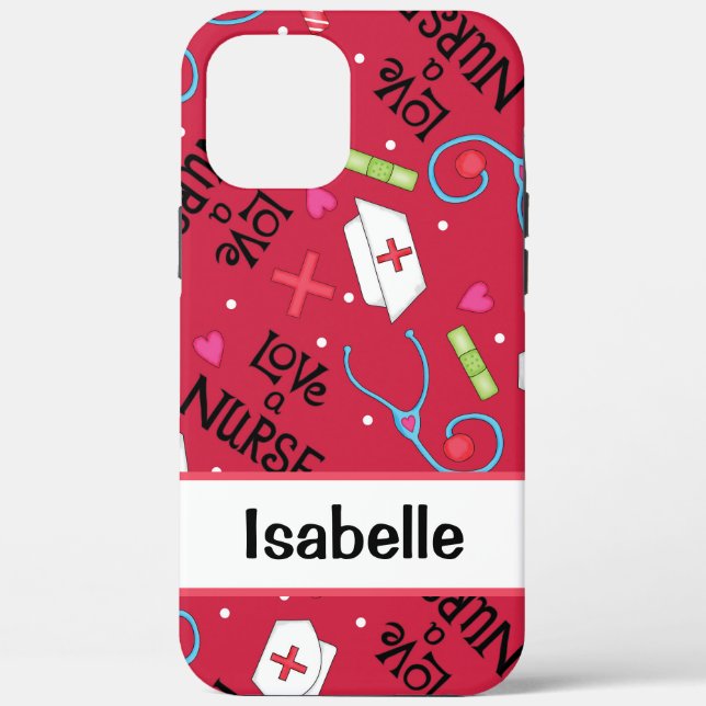 Nurse Whimsy Medizin Art Roter Name Personalisiert Case-Mate iPhone Hülle (Rückseite)