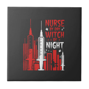 Nurse Witch Halloween Skyline Design_1 Fliese