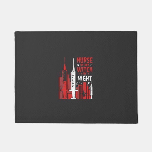 Nurse Witch Halloween Skyline Design_1 Fußmatte (Vorderseite)