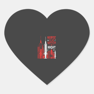Nurse Witch Halloween Skyline Design_1 Herz-Aufkleber