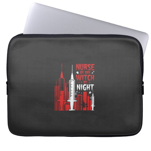 Nurse Witch Halloween Skyline Design_1 Laptopschutzhülle (Vorderseite)