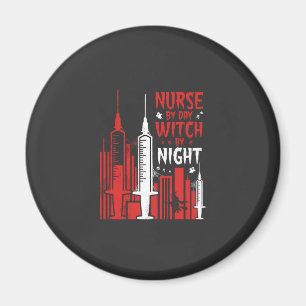 Nurse Witch Halloween Skyline Design_1 Magnet