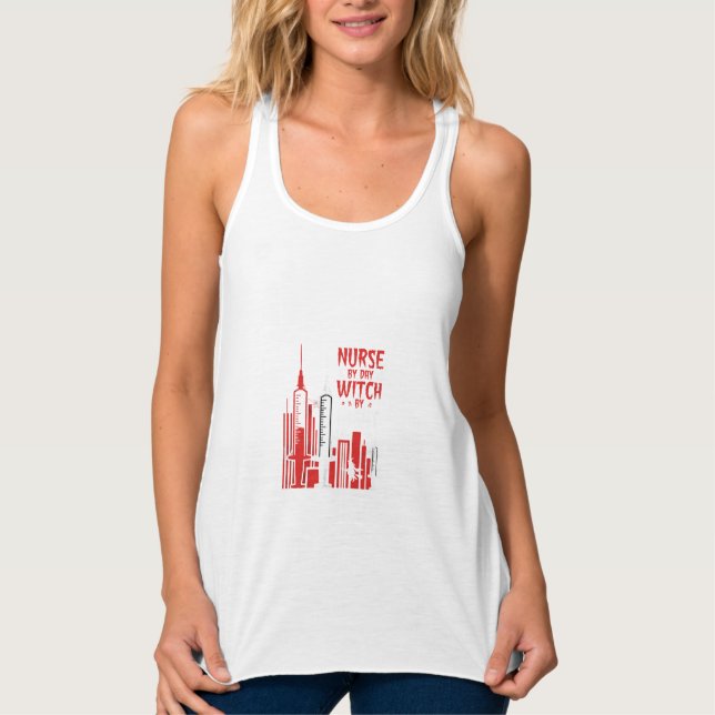 Nurse Witch Halloween Skyline Design_1 Tank Top (Vorderseite)