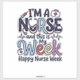 Nurse-Woche Vintage-Typografie-Shirt-Design_1 Aufkleber