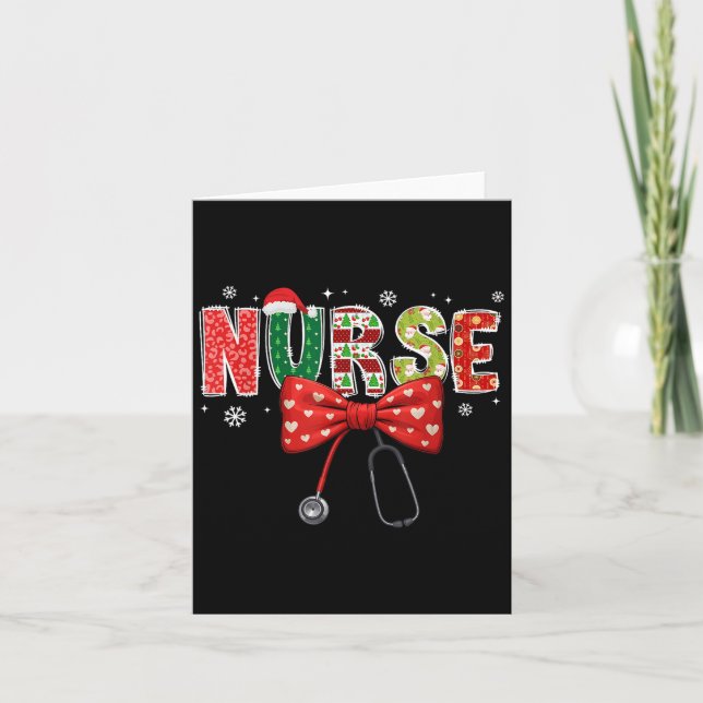 Nurse Xmas Christmas Stethoscope Santa Coquette Bo Karte (Vorderseite)