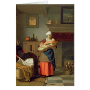 Nursemaid mit Baby in einem Innenraum