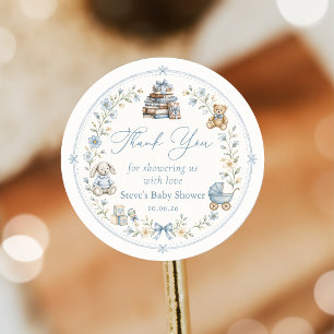 Nursery Blue Blumen Baby Shower Aufkleber