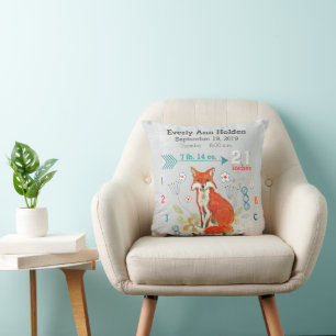Nursery-Geburtsurkunde Fuchs Cool Gray Hipster Bab Kissen