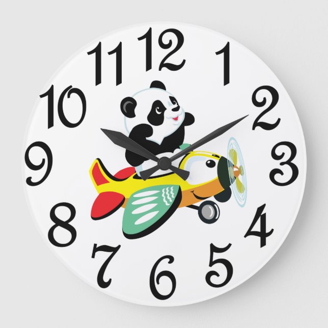 Nursery Panda Bear Große Wanduhr (Vorderseite)