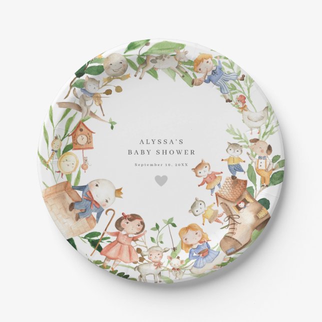 Nursery Rhymes Baby Shower Paper Plates Pappteller (Vorderseite)