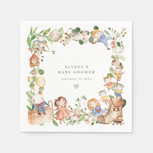 Nursery Rhymes Baby Shower Party Paper Napkins Serviette (Vorderseite)