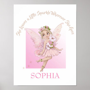 Nursery-Zitat Süße Fee Pink Glitzer Poster