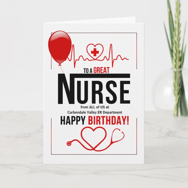 Nurse's Birthday Red Balloon Karte (Vorderseite)