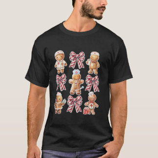 Nurses Christmas Coquette Bows Lebkuchen Cookies T-Shirt