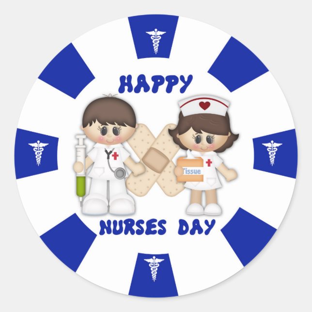 Nurses Day Classic Round Sticker, glänzend Runder Aufkleber (Vorderseite)