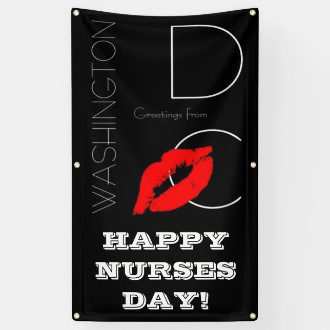 Nurses Day, Washington DC Red Lipstick Kiss Banner (Vertikal)