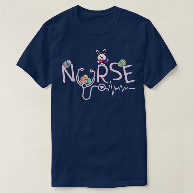 Nurses Gifts Stethoscope Nurail Osterfest T-Shirt (Design vorne)