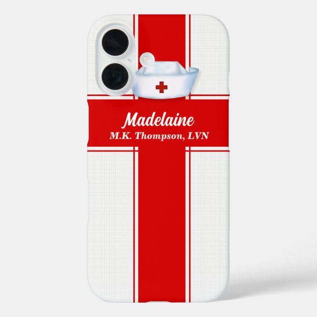 Nurses Hat in Red und White Custom Case-Mate iPhone Hülle (Rückseite)