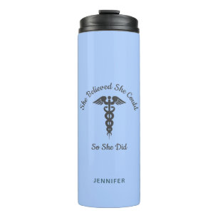 Nurse's Inspirational Pastel Blau Personalisiert Thermosbecher