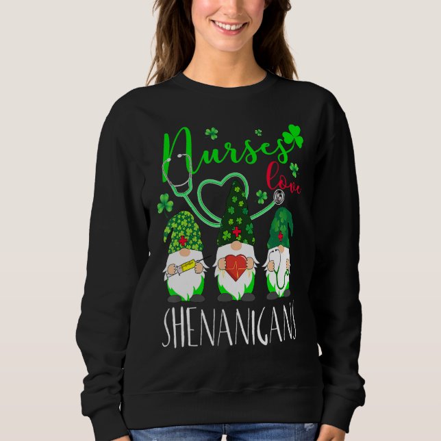 Nurses Liebe Shenanigans Funny Gnomes Nurse St Pat Sweatshirt (Vorderseite)