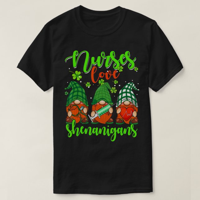 Nurses Liebe Shenanigans Funny Gnomes Nurse St Pat T-Shirt (Design vorne)