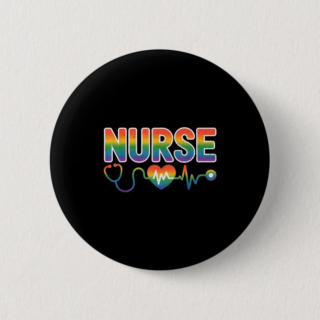 Nurse's Life Lgbt Heart Stethoscope Nurse Week  Button (Vorderseite)