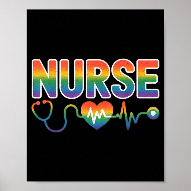 Nurse's Life Lgbt Heart Stethoscope Nurse Week  Poster (Vorne)