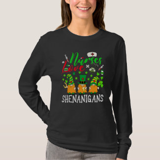 Nurses Love Shenanigans Gnomes Nurse St Patricks D T-Shirt
