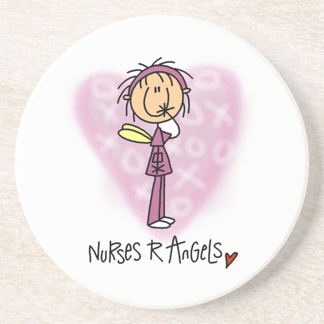 Nurses R Angels T - Shirt und Geschenke Getränkeuntersetzer (Vorne)