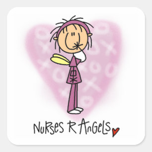 Nurses R Angels T - Shirt und Geschenke Quadratischer Aufkleber