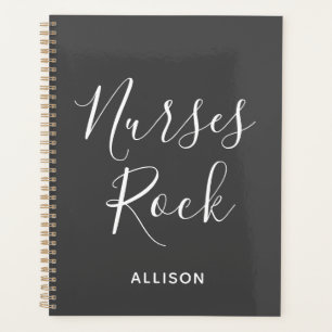 Nurses Rock Graue und Weiße Schrift Personalisier Planer