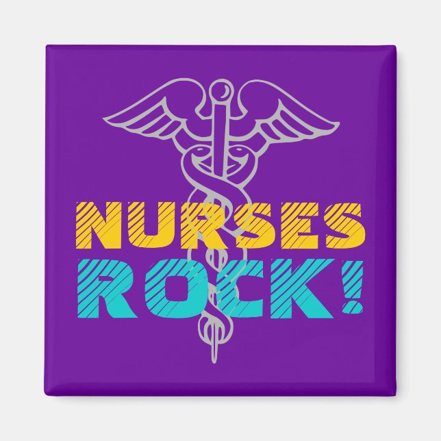 Nurses Rock! Magnet mit Kadukus-Symbol (Vorne)