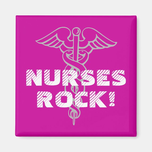 Nurses Rock! Magnet mit Kadukus-Symbol (Vorne)