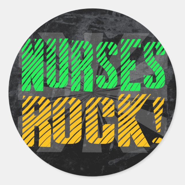 Nurses Rock, Orange und Green Fun Runder Aufkleber (Vorderseite)