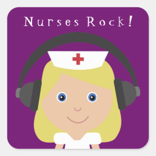 Nurses Rock! Quadratischer Aufkleber