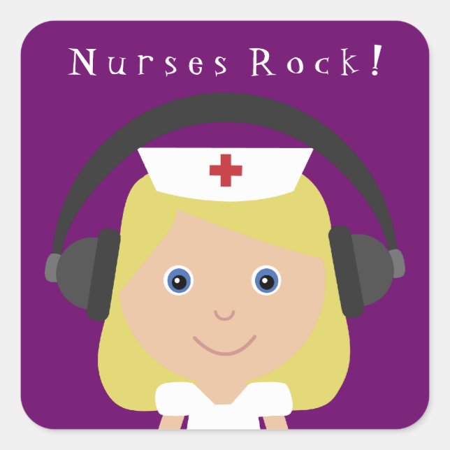 Nurses Rock! Quadratischer Aufkleber (Vorderseite)