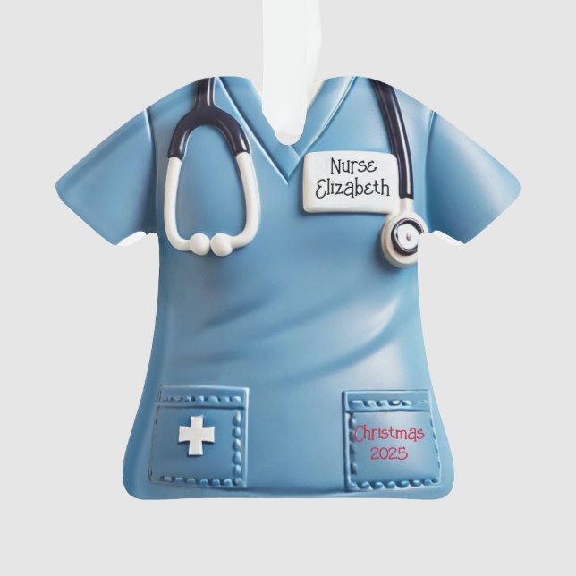 Nurses Scrubs Shirt Personalized Christmas Ornamen Ornament (Vorderseite)